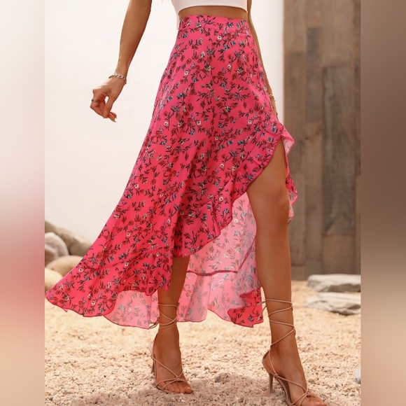 Floral Pink Women's Skirt - Picture 2 of 5